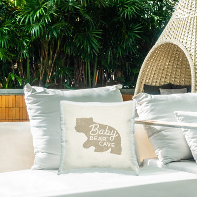 Coussin d'extérieur imprimé Baby Bear Cave par Daphne Polselli