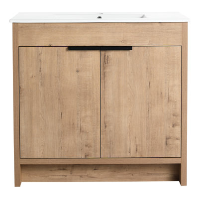 36" Modern Bathroom Cabinet With Ample Interior Space - Imitative Oak Bvb02436imo Vanity Extra Storage Colour