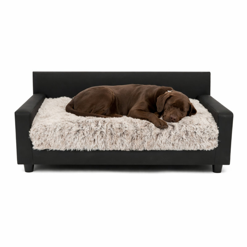 Dream Haven Orthopedic Dog Sofa Bed – Sand, Ivory, Large (16" H x 40" W x 26" D)