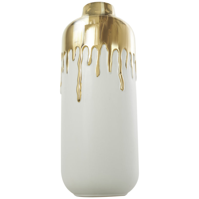 Vase en céramique Marelin, Or / blanc
