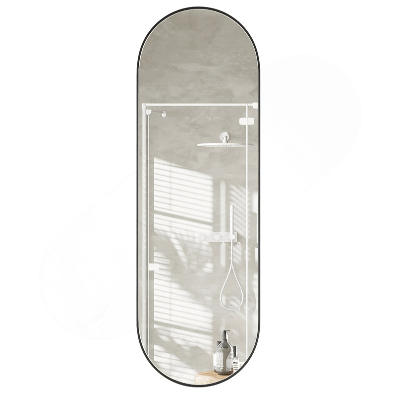 63 X 20 Inch Oval Full-Length Mirror With Rust-Proof Brushed Aluminum Frame, Wall-Mounted For Clear HD Reflection, Black