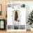 Sophisticated Wood Hall Tree with Hooks, Elegant Arch Details and Adjustable Shelves-159733431