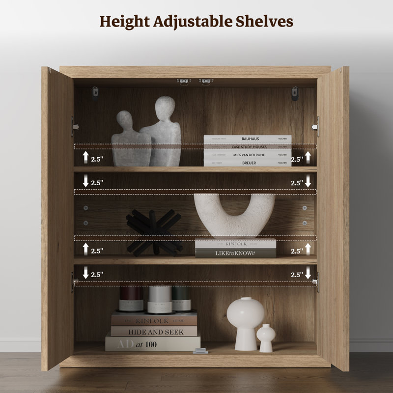 Armoire d'appoint avec tablettes réglables Cesiro, Chêne naturel, 3