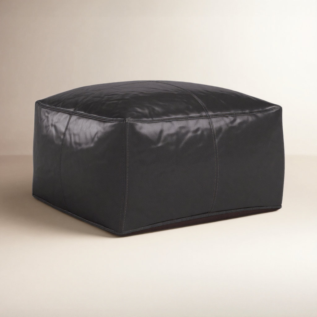 Emily 22" Genuine Leather Pouffe