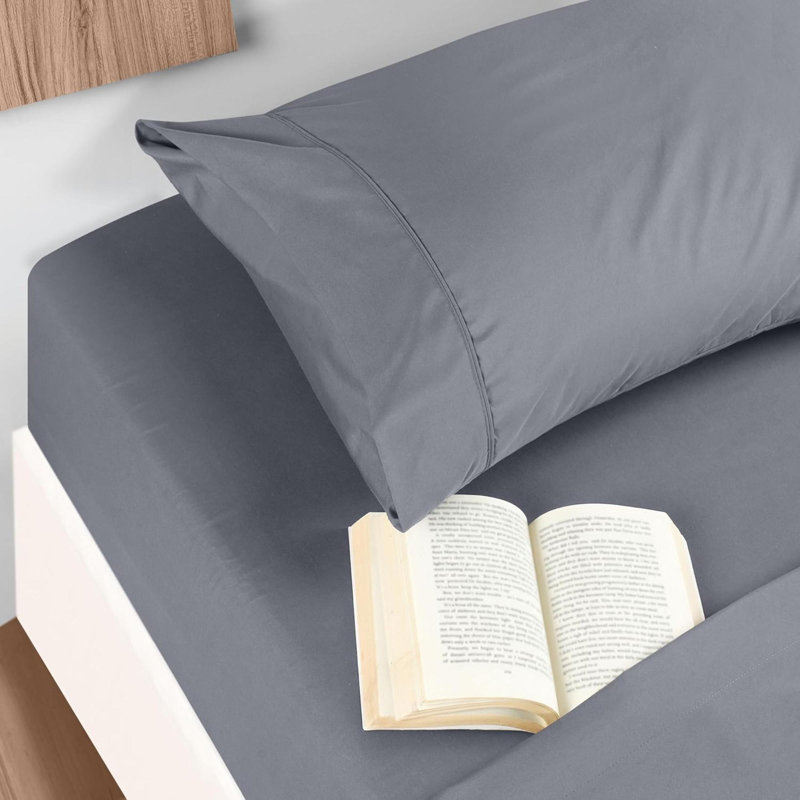 Ensemble de draps légers en microfibre de luxe ultra doux et infroissable avec poches profondes, Gris