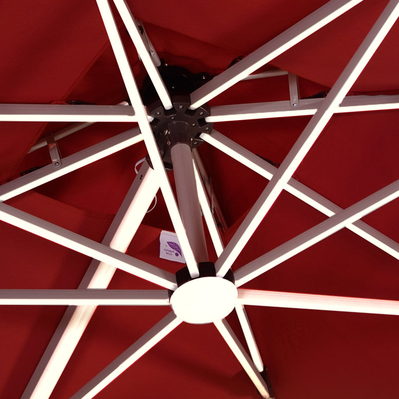 Parasol suspendu en porte-à-faux 9 pi x 9 pi Sella, rouge, Terra