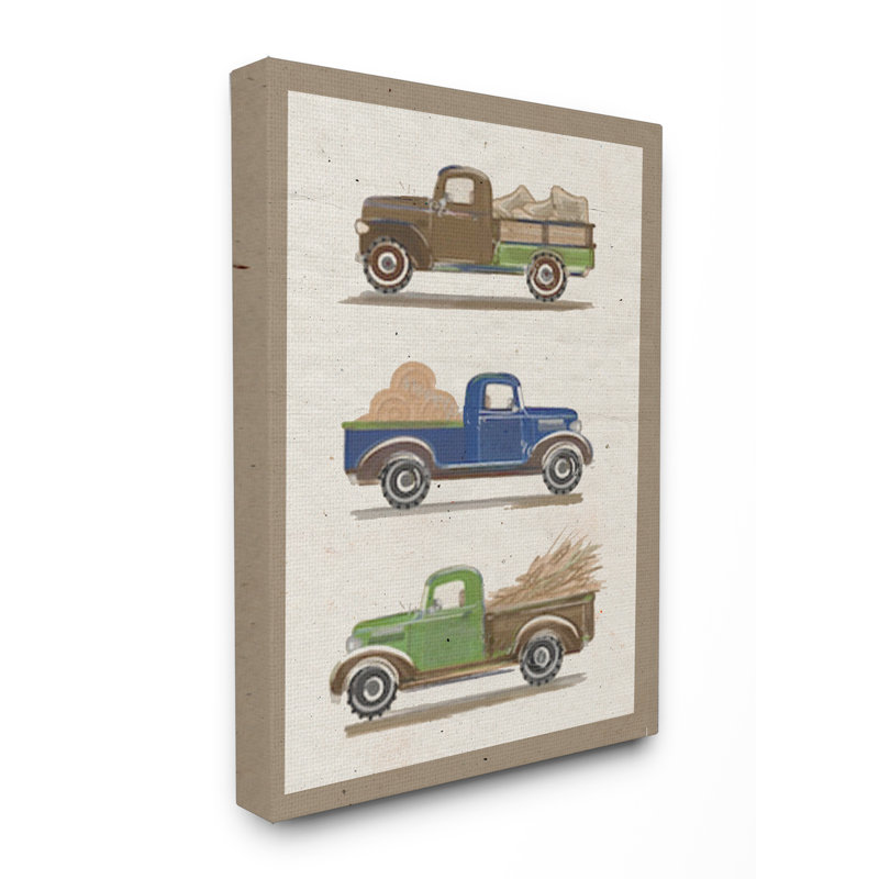 « rétro tracteur illustration », art mural, Toile, H 20 po x l 16 po