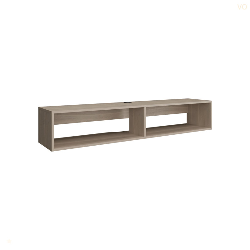 TV Stand 10.4" H, With 2 Shelves, Light Oak