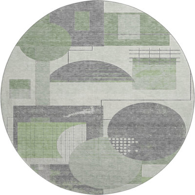 Premium Machine Washable Mehara AMF1695 Geometric Rug