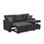 Canapé modulaire 76,5 po en mélange de lin avec lit escamotable et rangement pour chaise longue-873278313