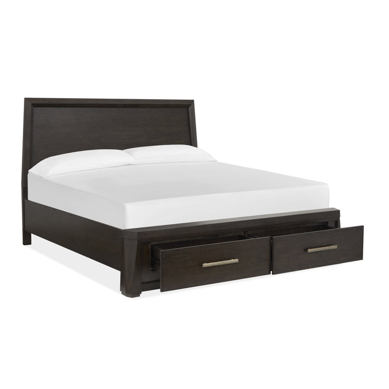 Lit coffre King avec 2 tables de chevet ouvertes, Trois pièces : lit et deux tables de chevet, Très grand lit