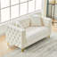 Canapé 58 po en velours Chesterfield de 58 po, canapé 2 places à siège profond, canapé moderne avec têtes de clou à boutons, accoudoirs carrés, meubles de salon, de chambre à coucher et de bureau (beige)-130670357