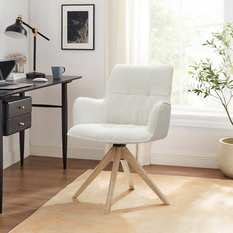 Task Chair, White Boucle