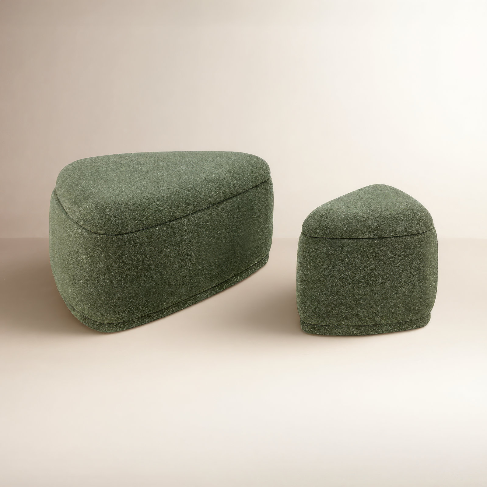 Adna 44" Ottoman Set, Mellow Forest Green Boucle