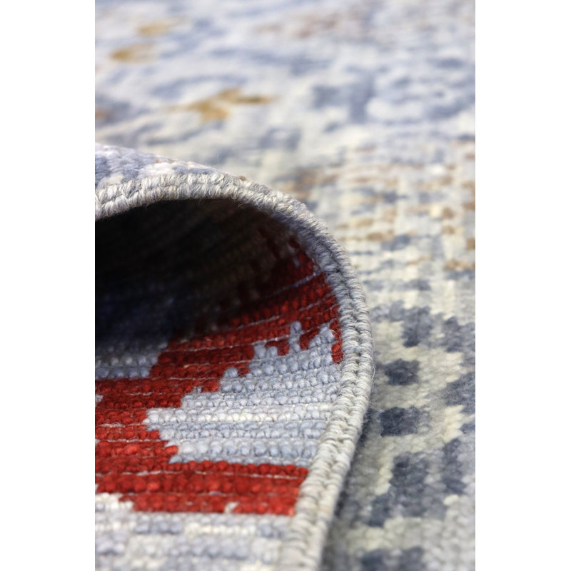 Wool Ikat Area Rug in Blue/Gold/Ivory, Rectangle 8'10" x 11'8"