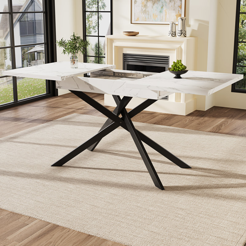 Extendable Metal Base Dining Table