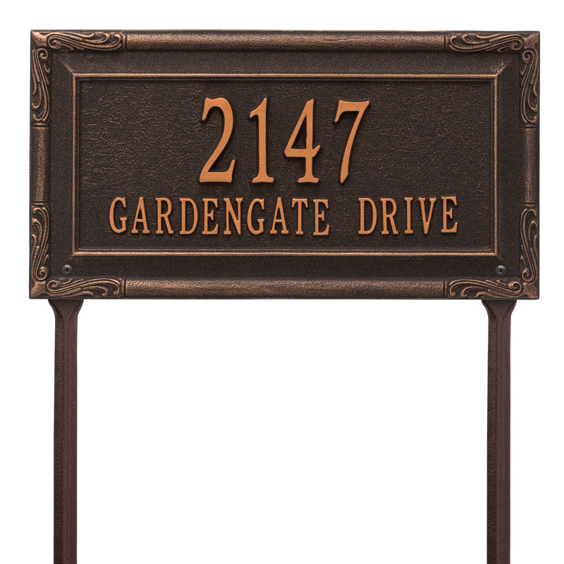 Plaque d'adresse sur 2 lignes Gardengate, Bronze huilé, Oui
