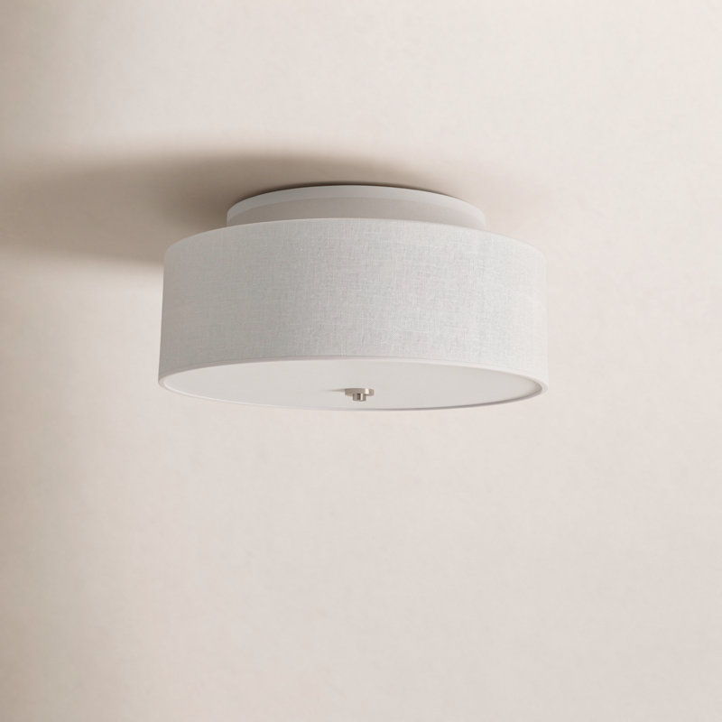 Deeann Fabric Semi Flush Mount, Satin Nickel