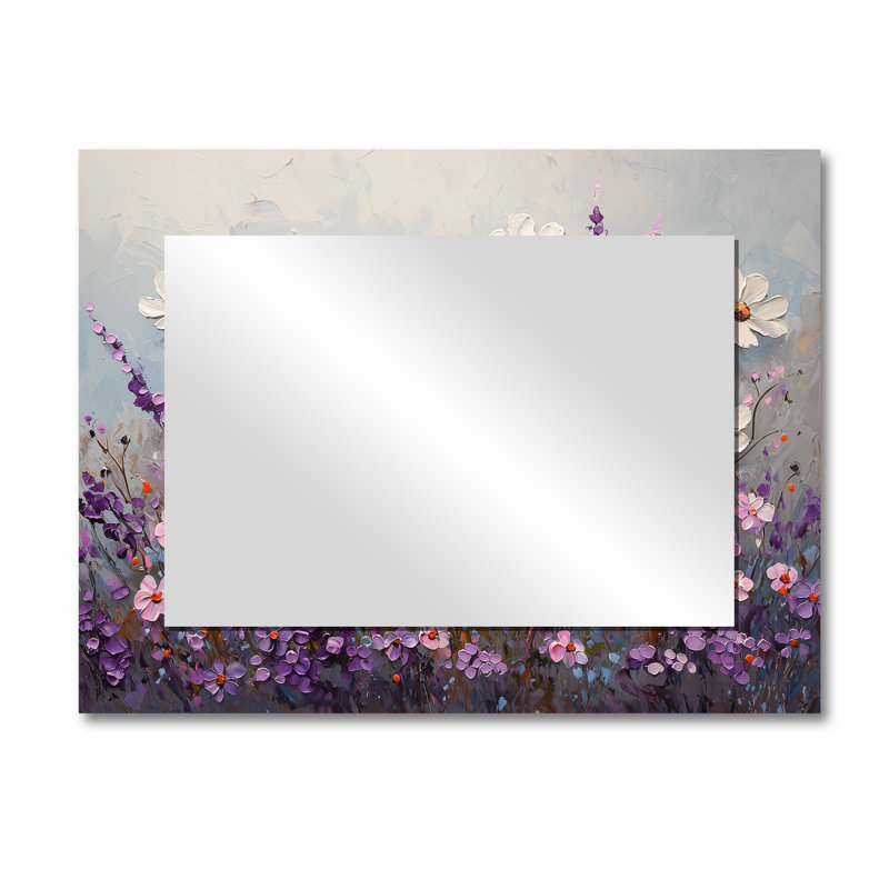 Wildflower Morning Dew In Lavender Field I - Art mural miroir fleurs sauvages - imprimé sur métal, 30" x 40"