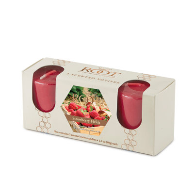 Strawberry Fields Scented Votive Candle Set of 3