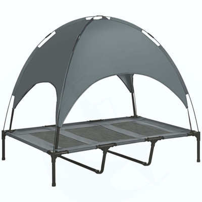 Elevated Portable Dog Cot Pet Bed With UV Protection Canopy Shade