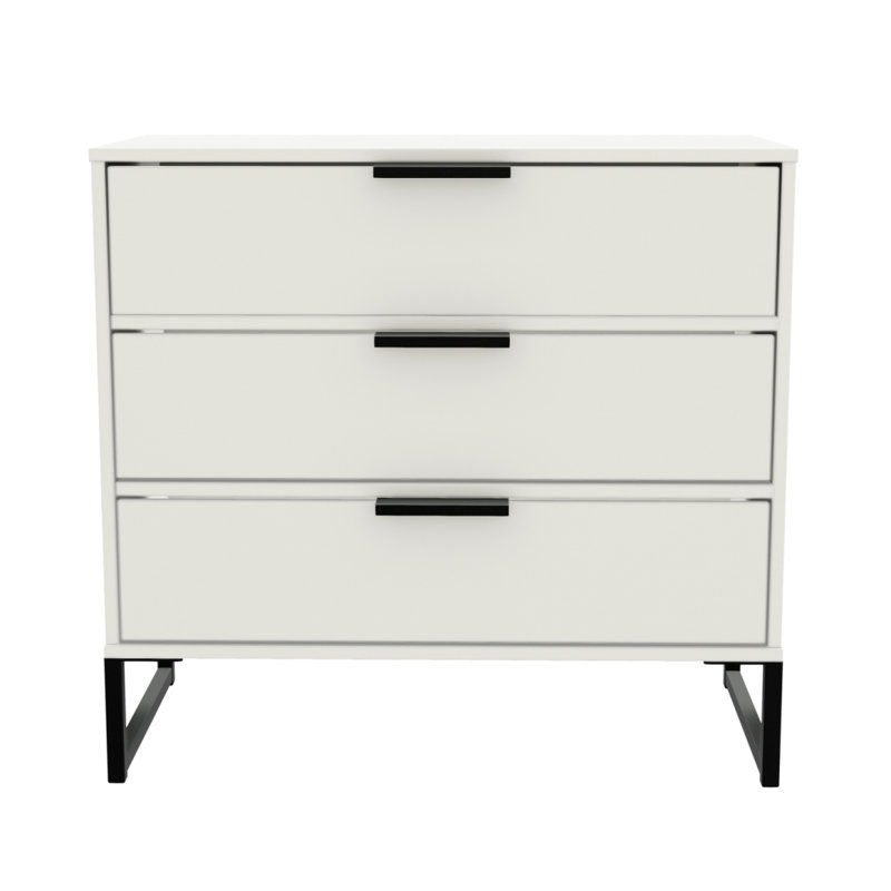 Fully Assembled Ying 3 Drawer 76Cm W Chest of Drawers, White