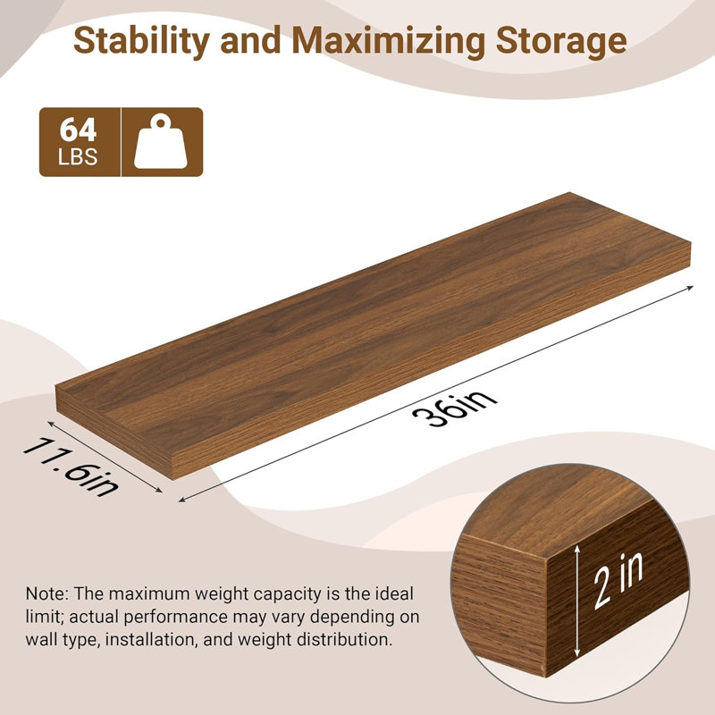 MDF Floating Shelf, Walnut