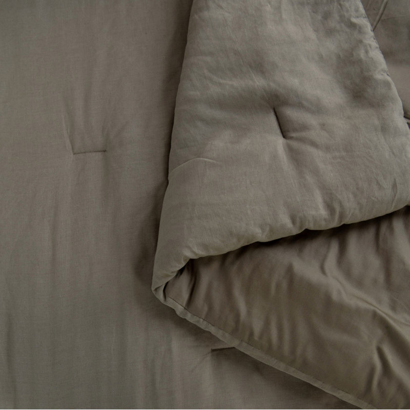 French Linen Comforter & Sham Set, Moss, King Comforter + King Pillow Shams