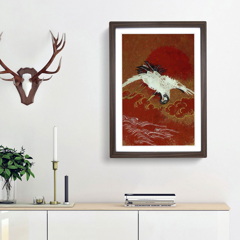 Flying Crane - Framed Print, Walnut Framed, 48cm H x 36cm W x 2cm D