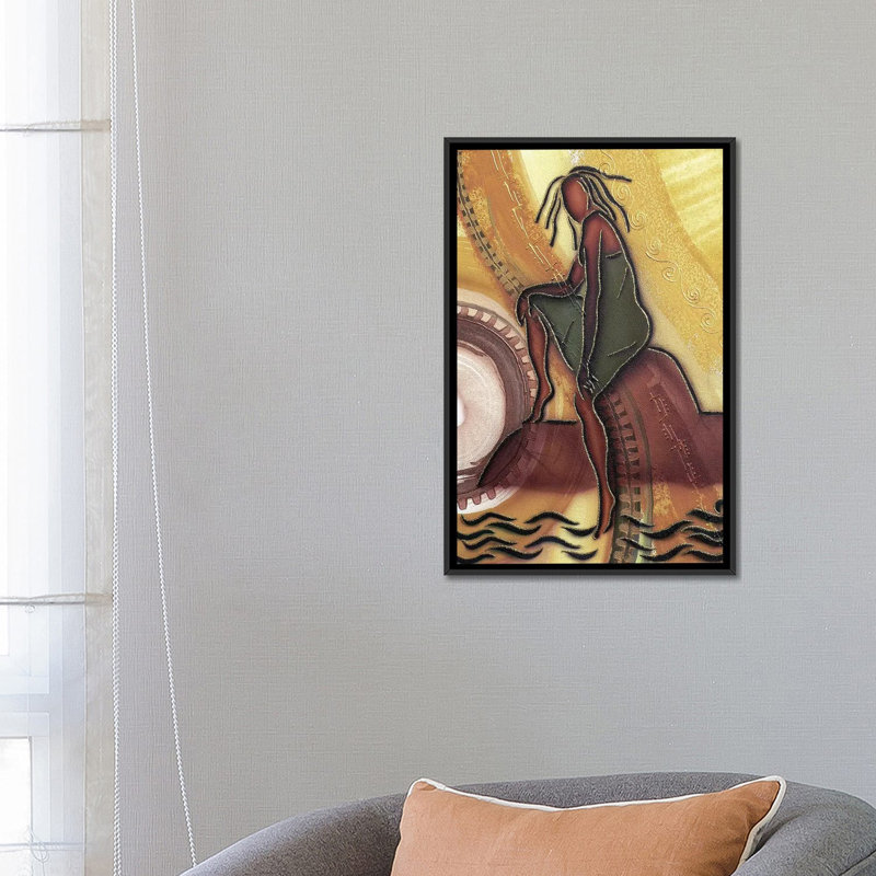 « By the Water » par Fred Odle-impression, Toile avec cadre noir, Pas de tapis, H 26 po x l 18 po x 1,5 po