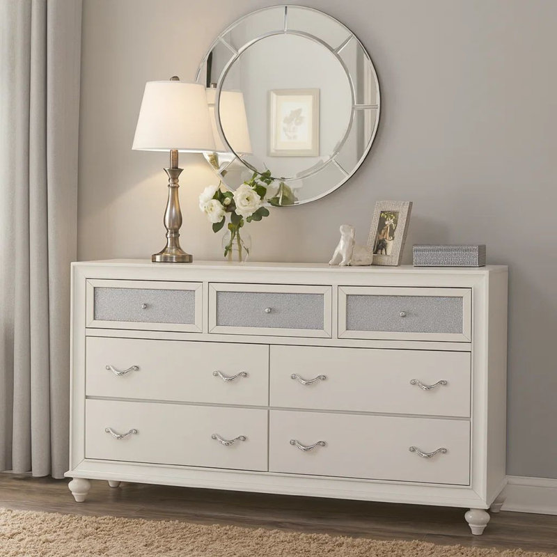 Commode 7 tiroirs Jenali, Blanc