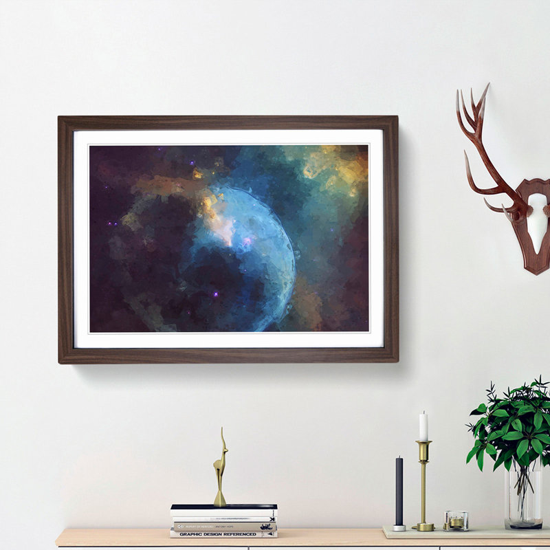 Out of Space Vol.44 in Abstract - Picture Frame Graphic Art Print, 48cm H x 65cm W x 2cm D, Walnut Framed