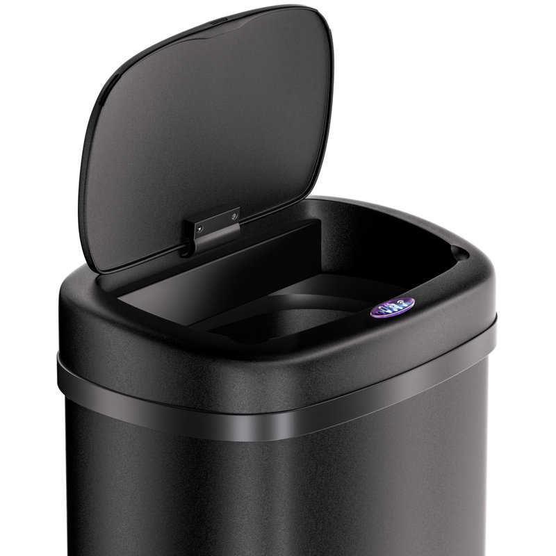 Rontavis Stainless Steel Kitchen Trash Can, Black, 71cm H x 40cm W x 29cm D