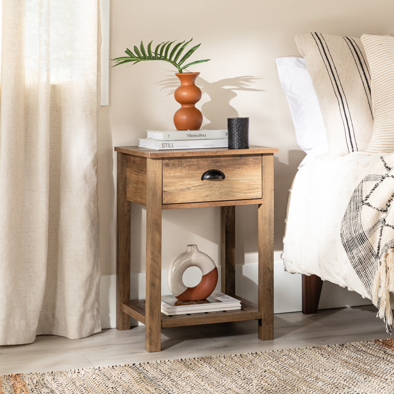 Cadhla 1-Drawer Nightstand with Open Shelf, Barnwood