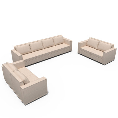 Weimer 8 Piece Upholstered Modular Sectional Sofa With Storage