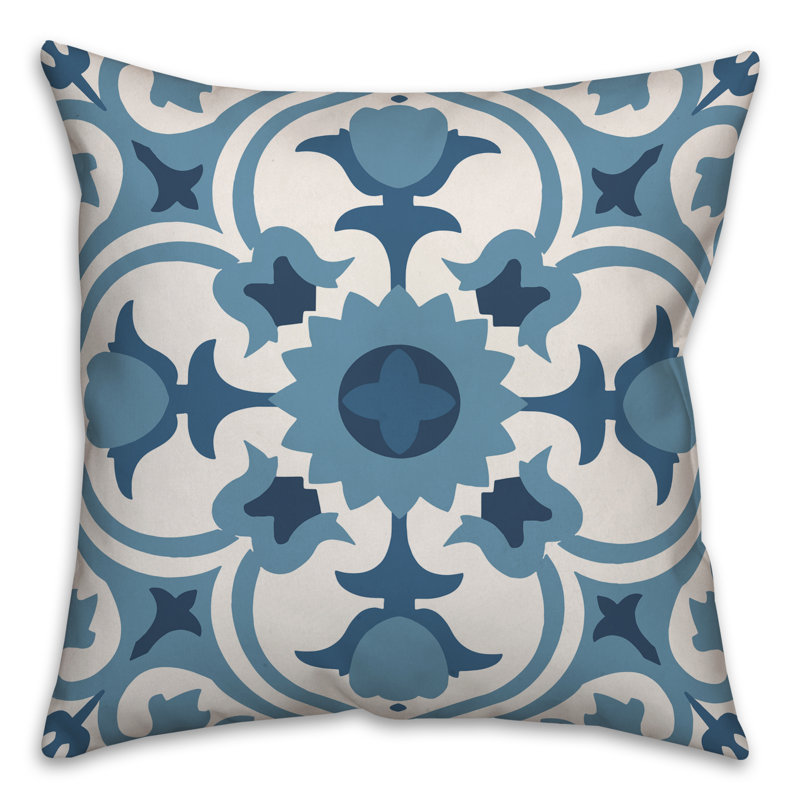 Geometric Throw Pillow, 18" x 18", Blue, No Fill