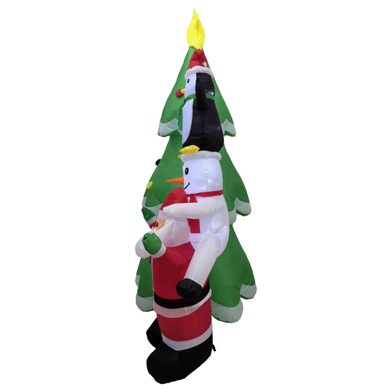 LED Lighted Inflatable Christmas Tree With Santa And Friends Outdoor Decoration - 8.25'