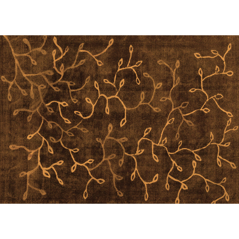Tapis floral brun tissé à la machine Hutchings, Rectangle 7 pi x 10 pi