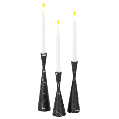 Marble Resin Candle Holders - Pack Of 18 Black Decorative Taper Candlesticks For Home Decor, Elegant Dining Table Centerpieces, Stylish Interior Accents, And Exclusive Event Illumination