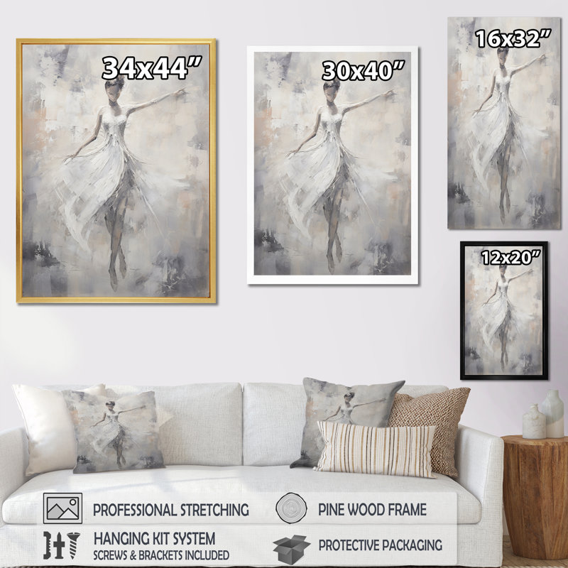 «Contemporary Gray Ballet Dance Symphony VI», reproduction sur toile, Toile tendue, H 20 po x l 12 po