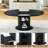 Modern 47" To 63" Expandable Round-To-Oval Dining Table With Fluted Pedestal Storage Cabinet And Reinforced Metal Frame-972698872