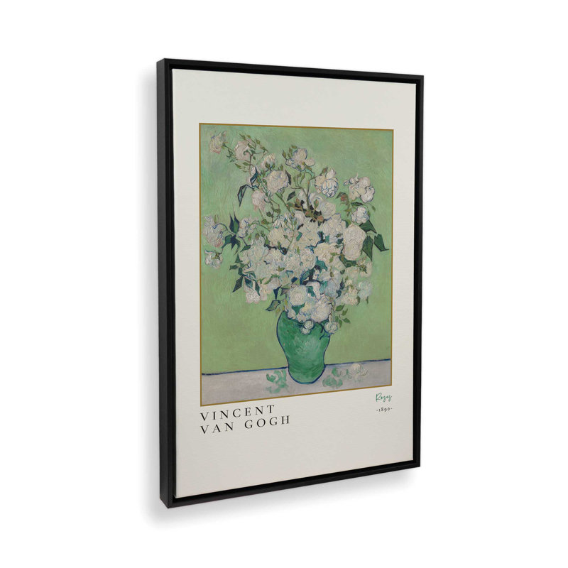 Van Gogh's Roses 1890, H 36,75 po x l 24,75 po, Cadre d'érable américain flottant (incorrect)