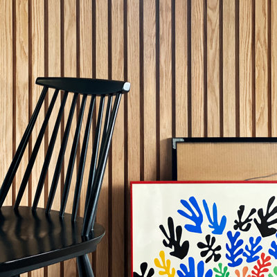 TIMELINE Fluted Solid Oak Wall Paneling 6" x 72" Real Wood Tambour Shiplap Wainscot