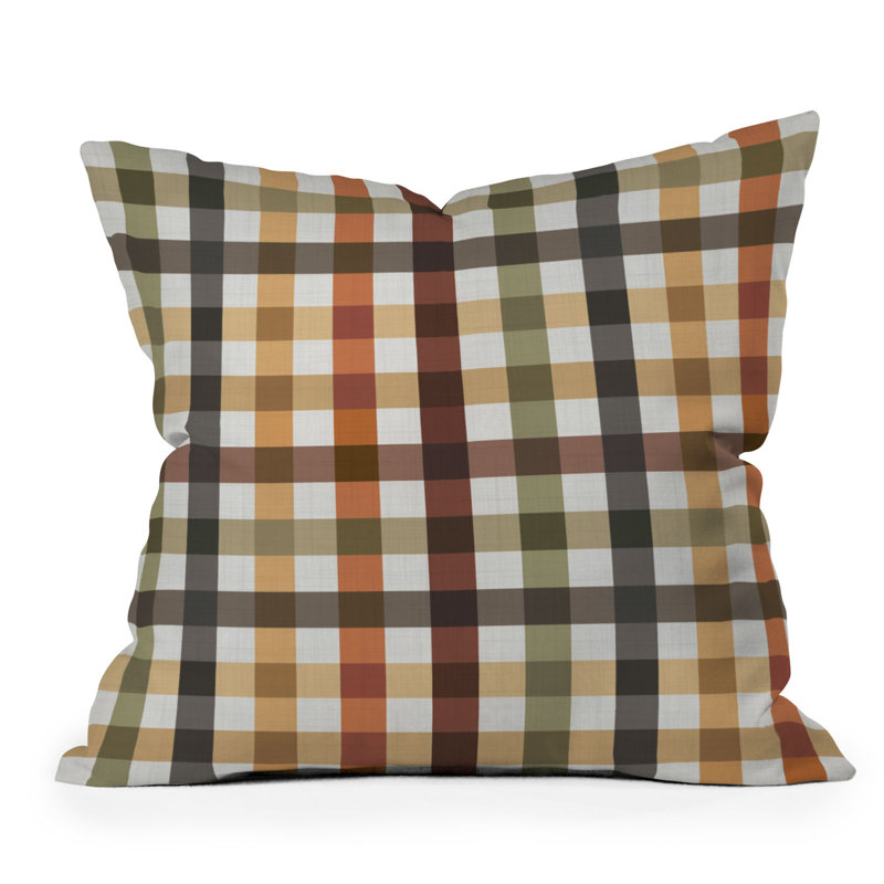  Coussin décoratif intérieur / extérieur en polyester Gingham, 18 po x 18 po