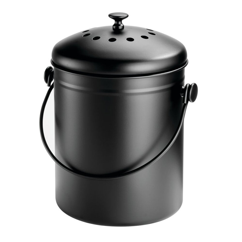 iDesign 1.3 Gallon Compost Bin with Double Filtration System - Matte , Black