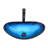 Bathroom Artistic Tempered Glass Blue Vessel Bathroom Sink Pop-Up Drain, Blue Boat Shape Bathroom Sink Above Counter (No Faucet)-508681665