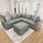 84.7" Sectional Sofa Convertible Pull-out Sofa Bed L-shaped Sofa U-shaped Sofa with a Movable Storage Ottoman for Living Room-1015779763