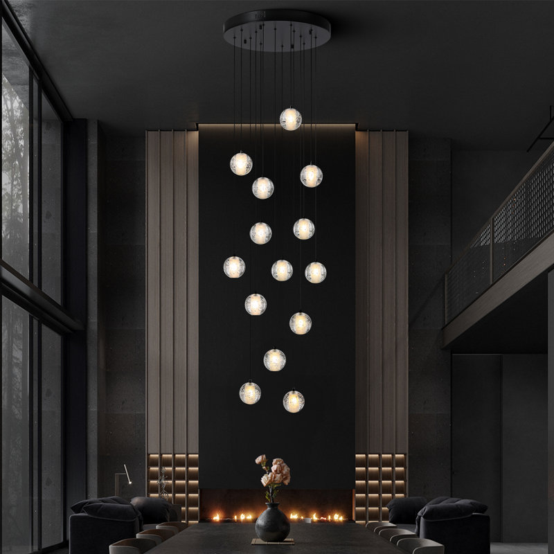 Vrai 14-Lights Staircase Chandelier For Living Room High Ceiling Foyer Pendant Lighting Fixture