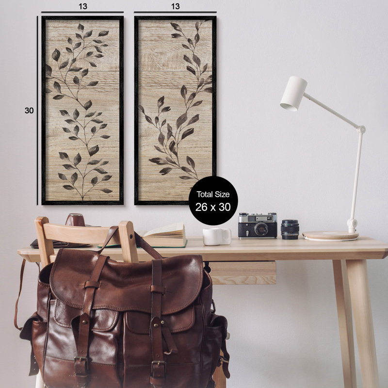 Rustic Botanical Winding Sprigs Canvas Print with Black Frame, 13" x 30"