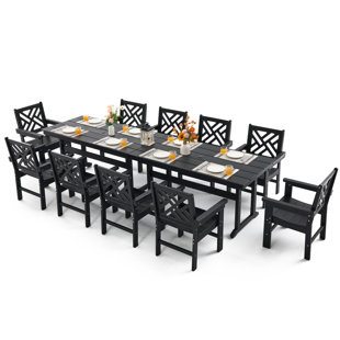 All-weather Hdpe Patio Dining Set With Umbrella Hole